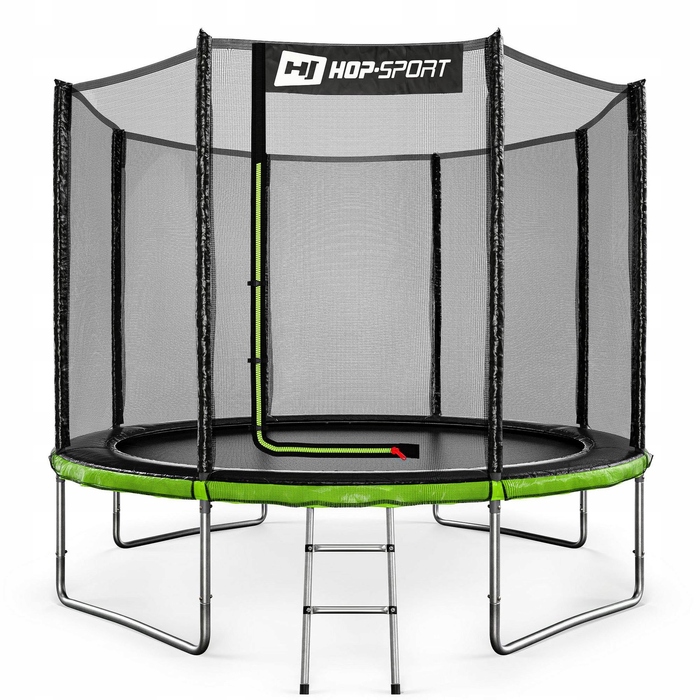 Батут із зовнішньою захисною сіткою Hop-Sport 10ft (305 см), чорно-зелений