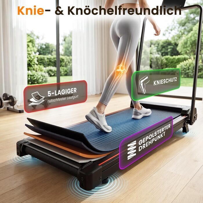 Складана бігова доріжка Dskeuzeew Walking Pad з регулюванням нахилу для дому, чорно-червона