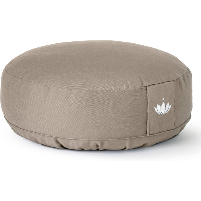Медитаційний подушок Lotuscrafts® з низькою посадкою 10 см, з дрібнозернистою начинкою, кругла подушка для йоги, підлогова подушка, подушка для медитації, знімний чохол, сертифікат GOTS (світло-бежевий)