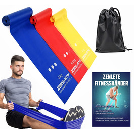 Набір еластичних стрічок для фітнесу 2.5м – для м'язового розвитку, йоги, пілатесу та фізіотерапії. Оригінальні фітнес-стрічки для гімнастики, довгі тренувальні стрічки для більшої свободи рухів. Жовті, червоні та сині. 2.5м