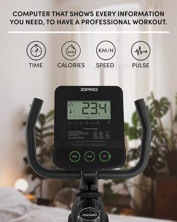 Велотренажер Zipro Easy, магнітний ергометр для дому, до 150 кг, фітнес-велосипед з батарейним живленням