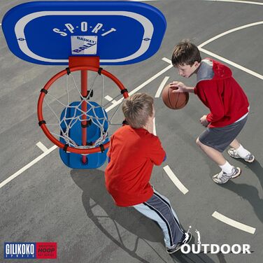 Баскетбольний кошик зі стійкою, набір, 110-190 см, регульована висота, ігровий набір для дітей (синьо-червоний)