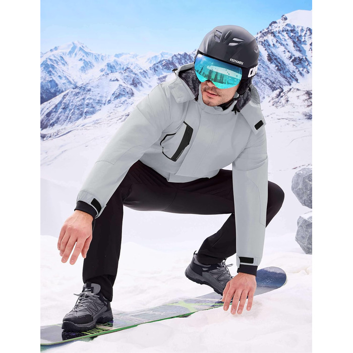 Чоловіча водонепроникна лижна куртка WUFU, тепла зимова модель, вітрозахисний Windbreaker, колір сірий (3XL)