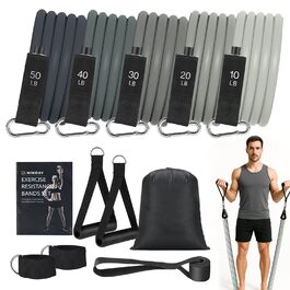 Еластичні гумки WIKDAY для фітнесу: комплект з ручками, фіксатором для дверей та ремінцями для щиколоток. Ідеально для кросфіту, розтяжки та домашніх тренувань.