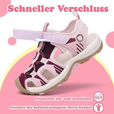 Сандалі Mishansha закриті для дівчаток, літні трекінгові, дитячі, дихаючі, розмір 25 EU, рожеві