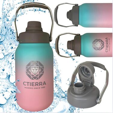 Термос-пляшка CTIERRA 2 л з нержавіючої сталі, BPA-free, герметична, для води, спорту, фітнесу та подорожей