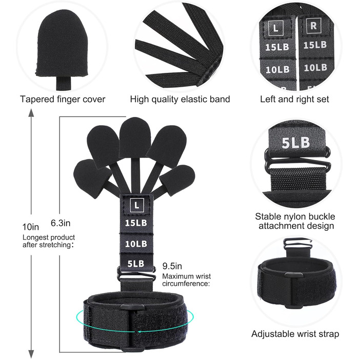 Розвантажувач пальців, тренажер сили хвата для літніх людей, 3 рівні, регульовані, для фізіотерапії