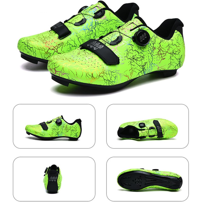 Велотуфлі для чоловіків та жінок SPD/SPD-SL: гоночні, MTB, зручні, дихаючі, для катання на велосипеді (зелені, 37 EU)