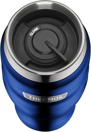 Термокружка THERMOS Stainless King, 470 мл, синя, із нержавіючої сталі, термочашка для кави, ізольована, герметична, зберігає тепло 7 годин, холод 18 годин, BPA-Free, підходить для посудомийки