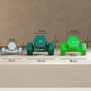 Набір гантелей SPORTNOW з підставкою для зберігання, комплект з 6 гантелей для фітнес-тренувань: 2 x 1 кг, 2 x 3 кг, 2 x 5 кг