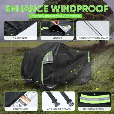 Чохол для квадроцикла NEVERLAND XXXL 256x110x120 см - захист від бруду, вологи, сонця та зимових умов. Оксфорд 210D, оранжевий, з фосфоресцентним покриттям.