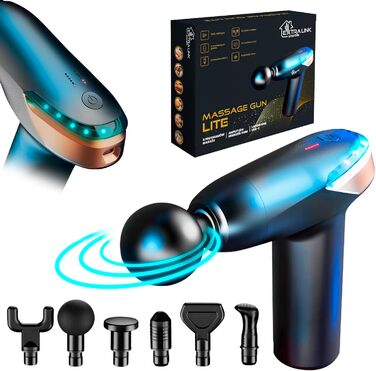 Масажер Extralink Massage Gun Lite: 6 насадок, 3200 об/хв, USB-C, для шиї та м'язів