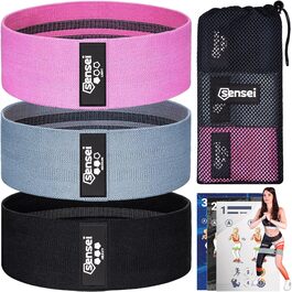 Набір фітнес-гумок SENSEI® – 3 еластичні гумки для тренувань – неслизькі стрічки опору для сідниць, ніг, пілатесу та силових тренувань