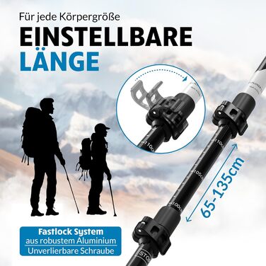 Трекінгові палиці Terra Peak® Premium Carbon Teleskop - для жінок та чоловіків, регульовані, з мікрофібровим рушником