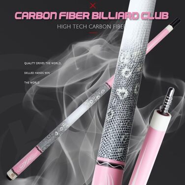 Професійний бильрд для жінок у рожевому кольорі, з шкіряною та карбоновою ручкою, діаметр кінчика 12,4 мм, для аматорів та професіоналів