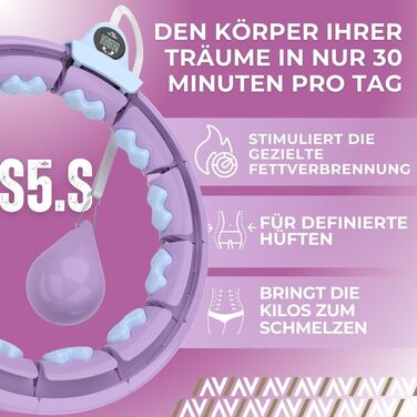 Розумний хулахуп Swiss Activa+ S5.S для дорослих XXL, до 120 см, фіолетово-синій, з вагою для фітнесу
