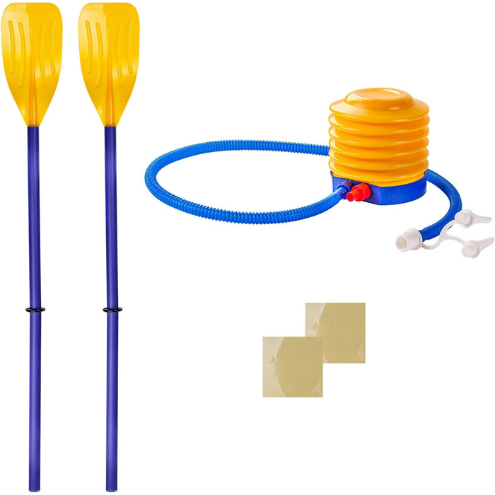 Надувне човен DEMA для 2 осіб (150 кг) з веслами та насосом, жовто-сірий