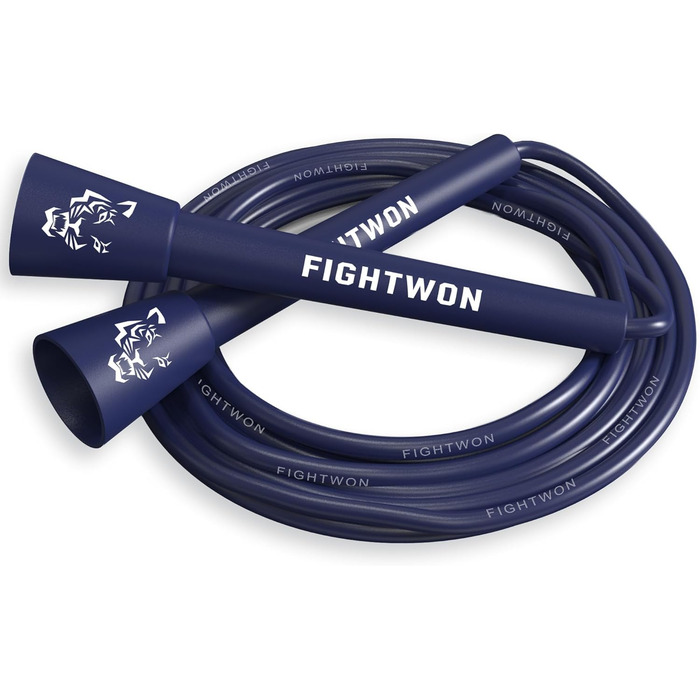 Стрибкове канат FightWon 5 мм з ПВХ, регульований, для занять вдома та на вулиці, з міцними ручками, ультраміцний ПВХ, білі ручки (небесно-блакитний)