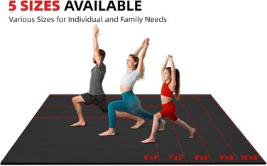 Фітнес-мат GymCope XXL, нековзкий, 183x122 см, 8 мм, PVC, чорний – килимок для йоги, пілатесу та гімнастики, зносостійкий, для спорту вдома та в залі