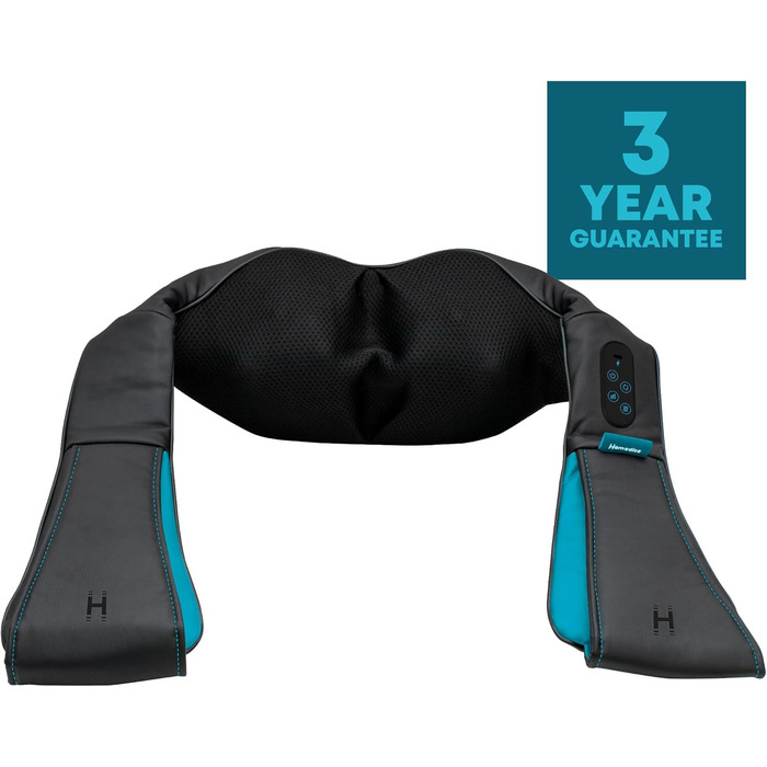 HoMedics шиацу масажер для шиї та плечей з підігрівом, бездротовий, 3 інтенсивності, 4 масажні головки, сенсорна панель, для розслаблення та зняття стресу