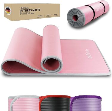 DH FitLife Килимок для фітнесу та йоги 183×61×1 см, товстий, нековзний, міцний, рожевий