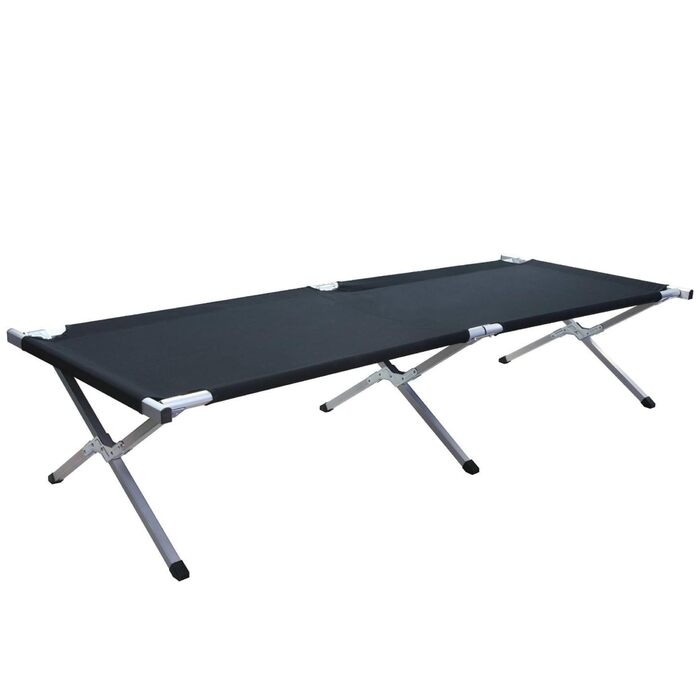 Ліжко похідне Kronenburg XXL 210x72x45 см, сталеві труби, до 200 кг, чорне - зручне кемпінгове ліжко