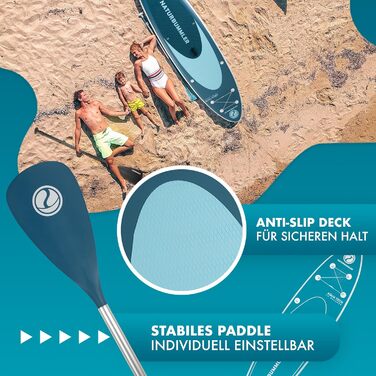 SUP дошка Naturbummler® для початківців та досвідчених, 330x81x15 см, темно-синя - Комплект для Stand Up Paddling