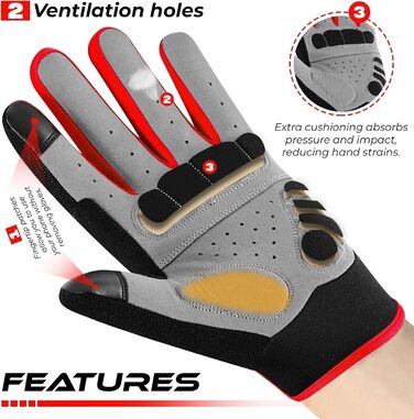 Велосипедні рукавички BEAST RAGE Vofinger для їзди на велосипеді, гірському велосипеді (MTB), BMX, шосе, чоловічі та жіночі, червоні (L)