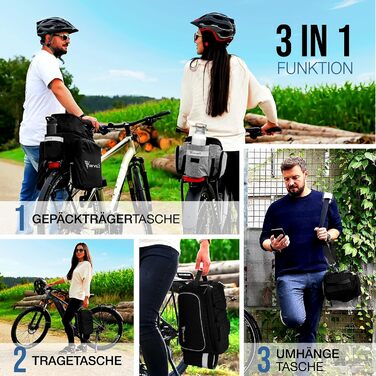 Велосипедна сумка на багажник MIVELO, водостійка, розширювана до 20 л, чорна
