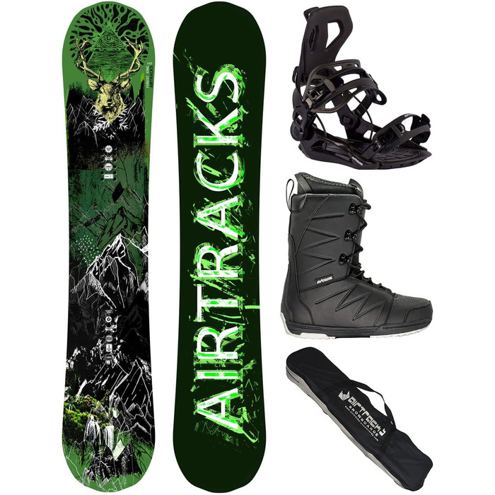 Чоловічий сноуборд-набір Airtracks Forest King Carbon Wide Hybrid Rocker 153 см + кріплення Master + черевики Star Black 42 + сумка, фрірайд/фрістайл