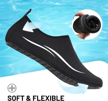 Чоботи для плавання унісекс: легкі, швидковисихаючі, для пляжу, басейну, серфінгу, йоги (44 EU, 2a Чорний)