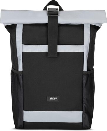 Жіночий рюкзак LARKSON Rolltop No 2, великий, чорний, з відбивачем, для школи, університету, велосипеда, відділення для ноутбука 16'', водостійкий, антикрадіжний, екологічний