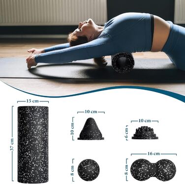 Ролик для фасції Blackroll: комплект для масажу та розслаблення м'язів (з м'ячиком)