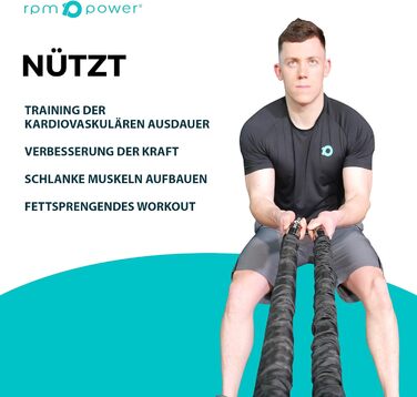 Ремін для силових тренувань RPM Power Battle Rope - 12 метрів (з анкером)