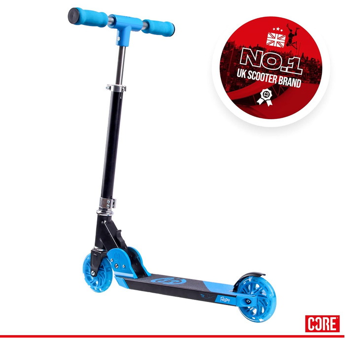 Самокат дитячий складаний CORE Kids Foldy Junior Black/Blue з LED колесами