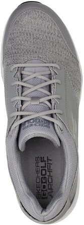 Чоловічі гольф-туфлі Skechers Elite 5 Range Relaxed Fit Waterproof з шипами, 40 EU, сірий синтетичний матеріал, біла окантовка