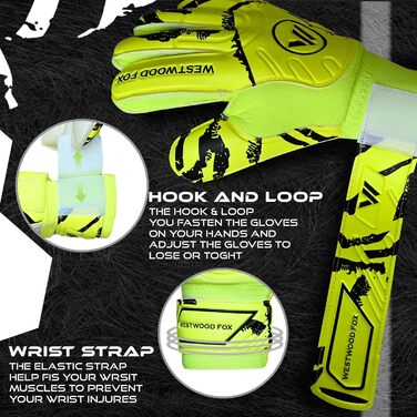 Воротарські рукавиці Westwood Fox Fingersave дитячі, підліткові, дорослі - Latex 4+3 мм, жовто-білі (розмір 4)