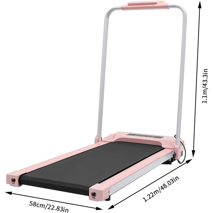 Електрична бігова доріжка складна Laufband, компактний Walking Pad 0,65–2 к.с., макс. 10 км/год, LED-дисплей, 20-дюймовий біговий ремінь, до 100 кг, для дому, офісу, спортзалу