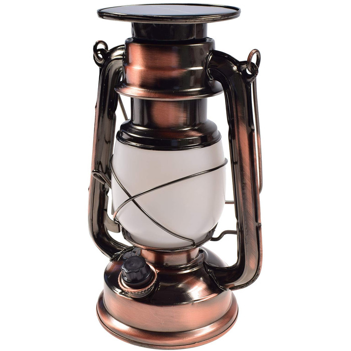 Сонячна кемпінгова лампа ChiliTec з акумулятором, 23,5 см, регульоване світло, ретро-дизайн, тепле біле світло для кемпінгу та наметів