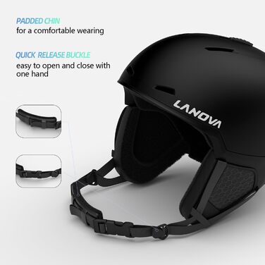 Шолом для сноуборду та гірських лиж, чорний, унісекс, з вентиляцією та знімними навушниками