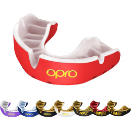 Захисна капа OPRO Gold для дорослих, двошарова, покращена вентиляція, підвищений комфорт, для футболу, регбі, хокею, ММА та боксу, з футляром, червоно-перламутрова