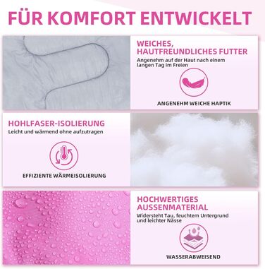 Спальний мішок Clostnature для кемпінгу та подорожей: легкий, компактний, 3 сезони (рожевий, 0.9 кг)