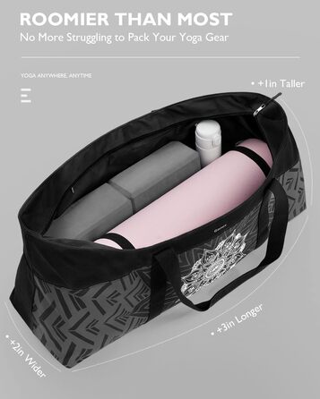 Сумка для йоги Gonex Canvas Extra Large: Водонепроникна спортивна сумка для килимка, блоків та подорожей, Чорна L