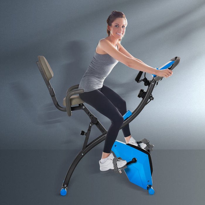Велотренажер HOMCOM X-Bike 2-в-1 з РК-дисплеєм Складаний тример велосипеда 8-рівневий магнітний опір і натяг мотузка 97x51x115 см