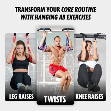 Підвісні ремені для преса DMoose Fitness, чорні, з товстою підкладкою, для турніка та тренування м'язів кора, 2 антикорозійні карабіни