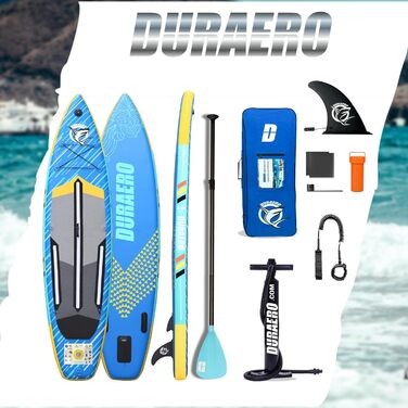 Надувна SUP-дошка DURAERO 330x76x15 см з кріпленням для камери, комплект аксесуарів, вантажопідйомність до 150 кг