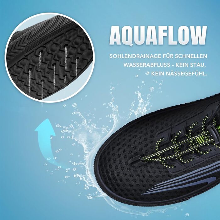 Водні шльопанці WateLves для чоловіків та жінок. Шкарпетки для плавання, аквашузи, шкарпетки для серфінгу, швидко сохнуть, кольору місячного зеленого (чорний, 40 EU)