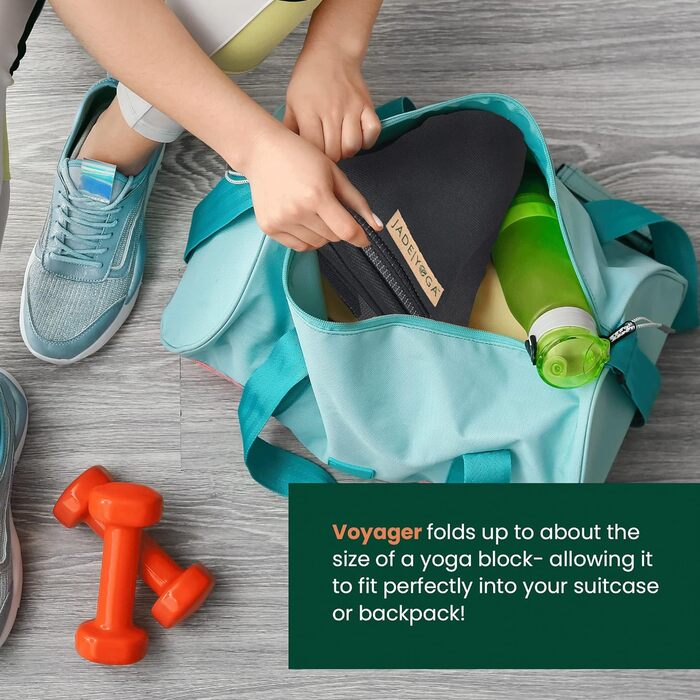 Йога-мат Jade Yoga Voyager 1,6 мм чорний, складаний, для подорожей