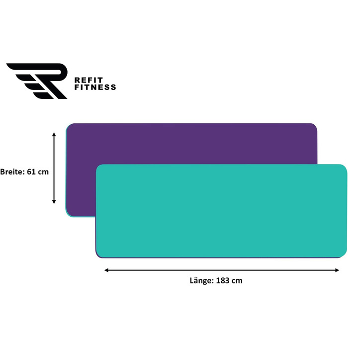 Килимок для йоги GeckoGrip Perfect-Fit 190x60x0.6 см TPE Sensi-Plus: Нековзний, екологічний, з ременем - для гімнастики та спорту (бірюзовий/ліловий)