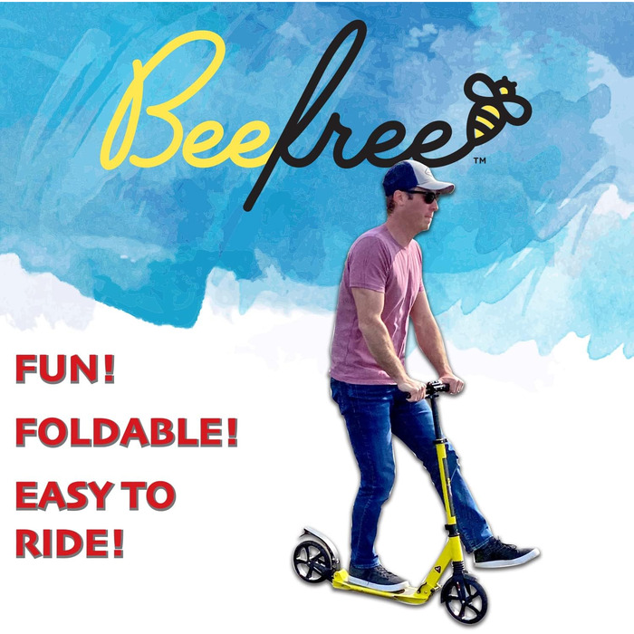 Самокат трюковий Bee Free Kick для дітей, підлітків та дорослих, з регульованим кермом, складаний, з ножним гальмом та амортизацією